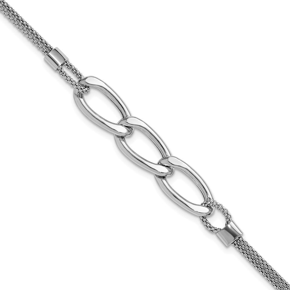 Sterlingsilber Rhodiniert Platin Poliert Multi Strang 1 Zoll Verlängerung. Armband