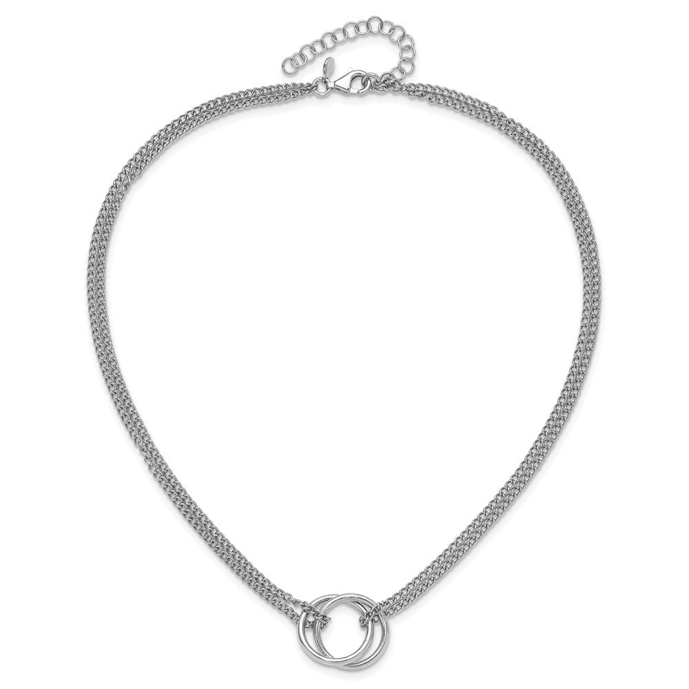 Sterlingsilber Rhodiniert Plt Multi Strang Kreise mit 2 Zoll Verlängerung. Halskette
