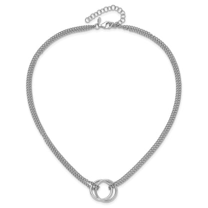 Sterlingsilber Rhodiniert Plt Multi Strang Kreise mit 2 Zoll Verlängerung. Halskette