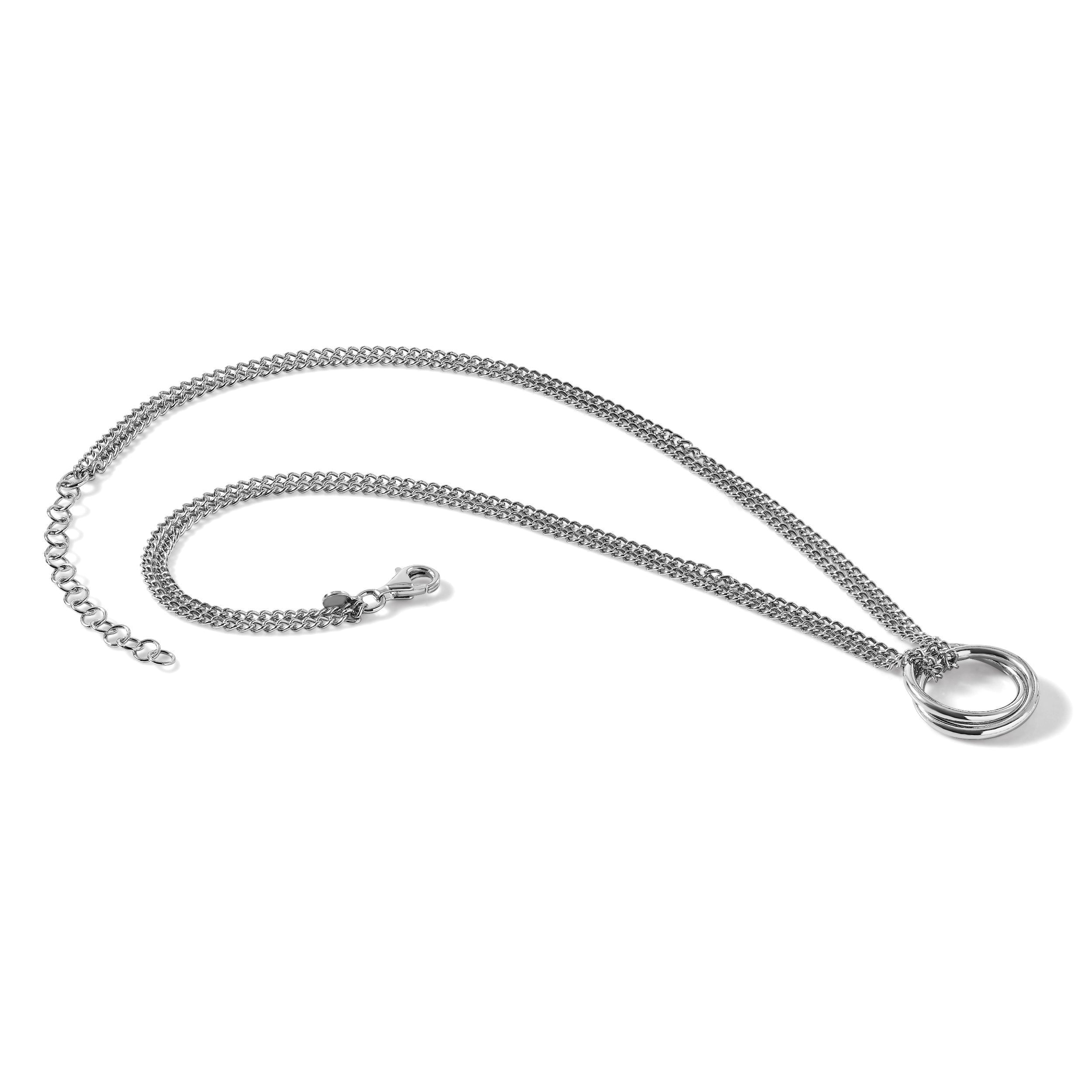 Sterlingsilber Rhodiniert Plt Multi Strang Kreise mit 2 Zoll Verlängerung. Halskette