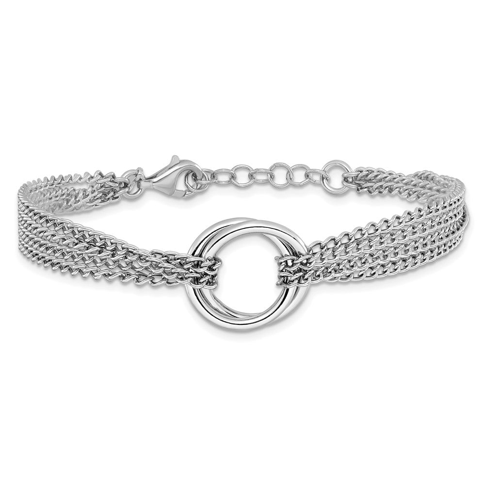 Sterlingsilber Rhodiniert Plt Multi Strang Kreise mit 1 Zoll Verlängerung. Armband