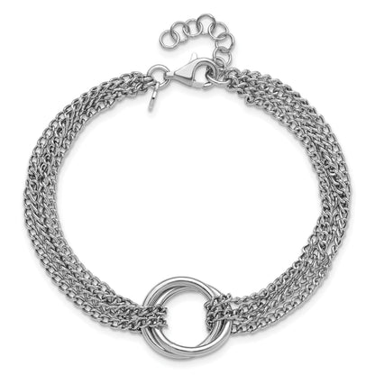 Sterlingsilber Rhodiniert Plt Multi Strang Kreise mit 1 Zoll Verlängerung. Armband