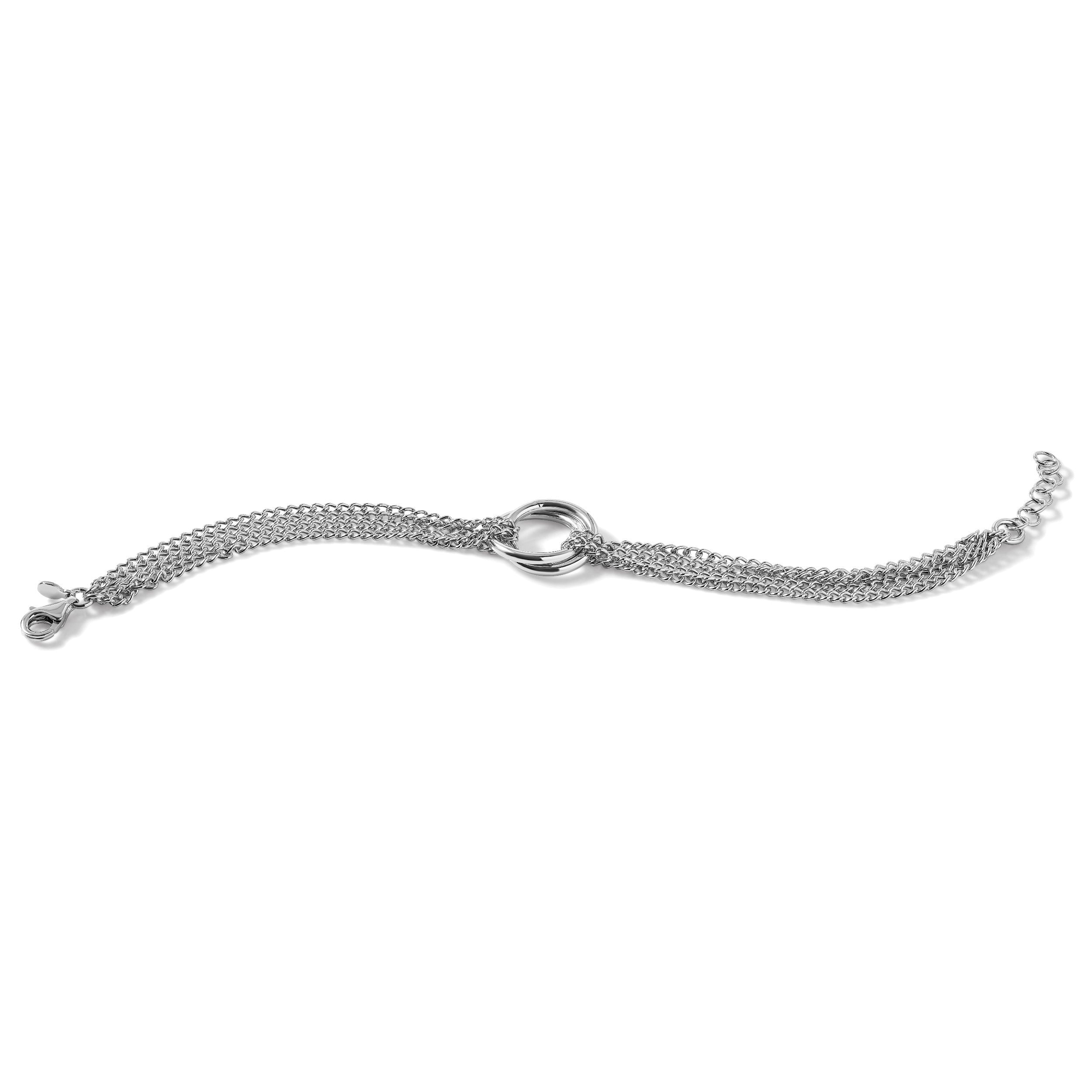 Sterlingsilber Rhodiniert Plt Multi Strang Kreise mit 1 Zoll Verlängerung. Armband