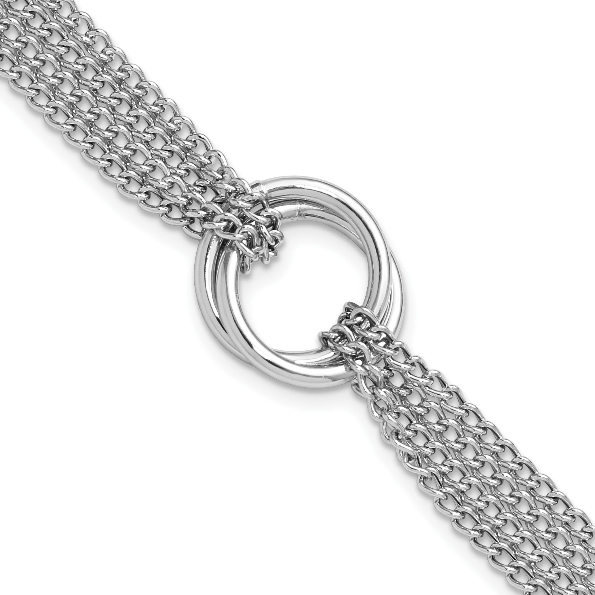 Sterlingsilber Rhodiniert Plt Multi Strang Kreise mit 1 Zoll Verlängerung. Armband