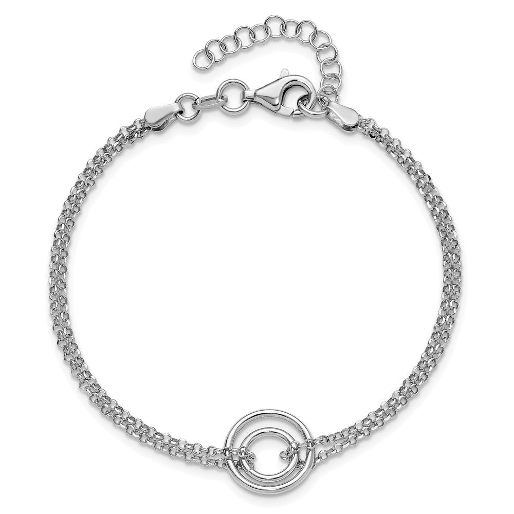 Sterlingsilber Rhodiniert Pl Poliert 2 Strang Kreis 1.5 Zoll Verlängerung. Bracel