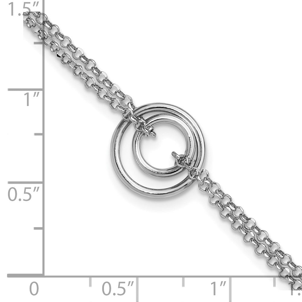 Sterlingsilber Rhodiniert Pl Poliert 2 Strang Kreis 1.5 Zoll Verlängerung. Bracel