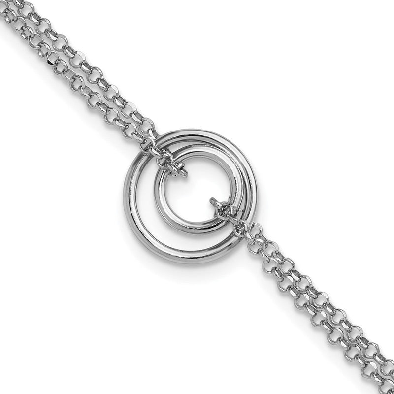 Sterlingsilber Rhodiniert Pl Poliert 2 Strang Kreis 1.5 Zoll Verlängerung. Bracel
