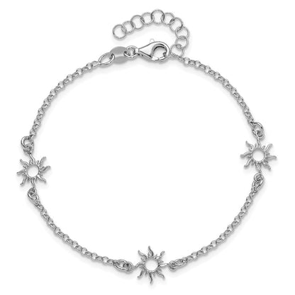 Sterlingsilber Rhodiniert Poliert Suns 1 Zoll Verlängerung. Armband