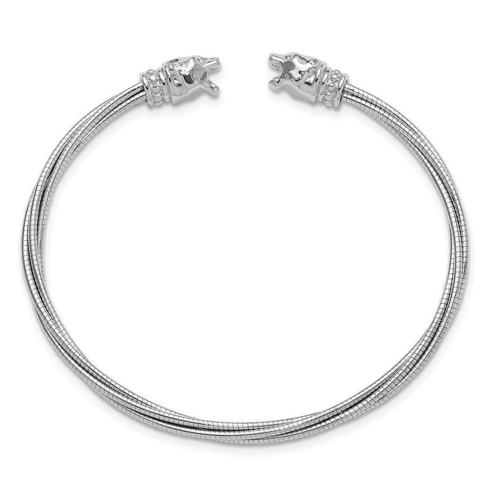 Sterlingsilber Rhodiniert Poliert Leopard Kopf Manschette Armreif