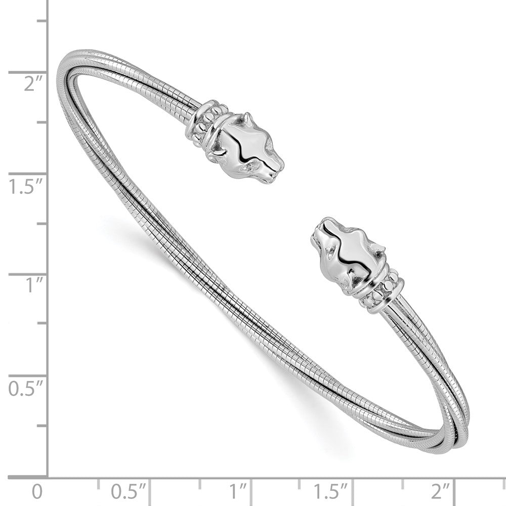 Sterlingsilber Rhodiniert Poliert Leopard Kopf Manschette Armreif