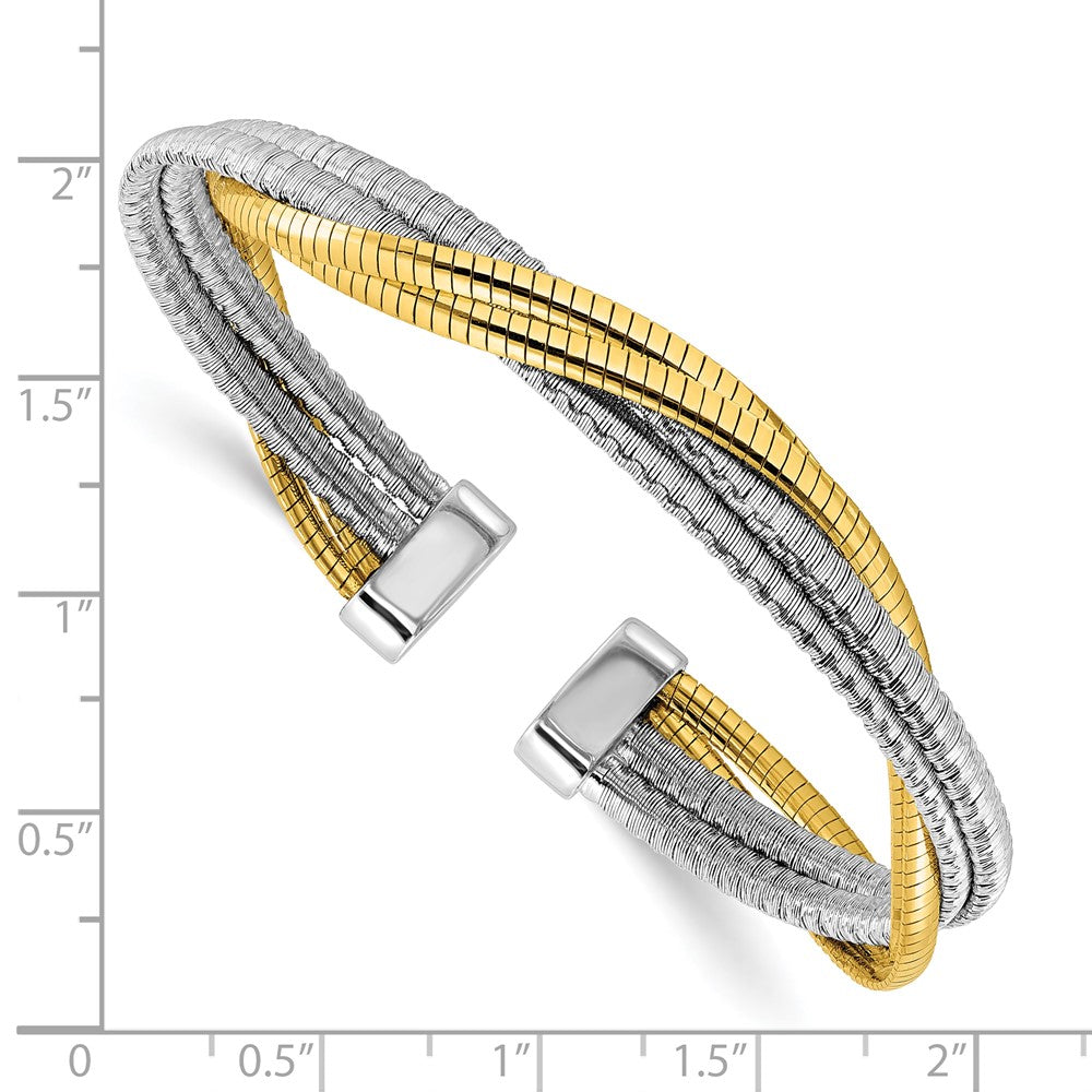 Vergoldet Sterlingsilber Rhod/gold Platin Poliert Wrapped Gedreht Manschette Armreif