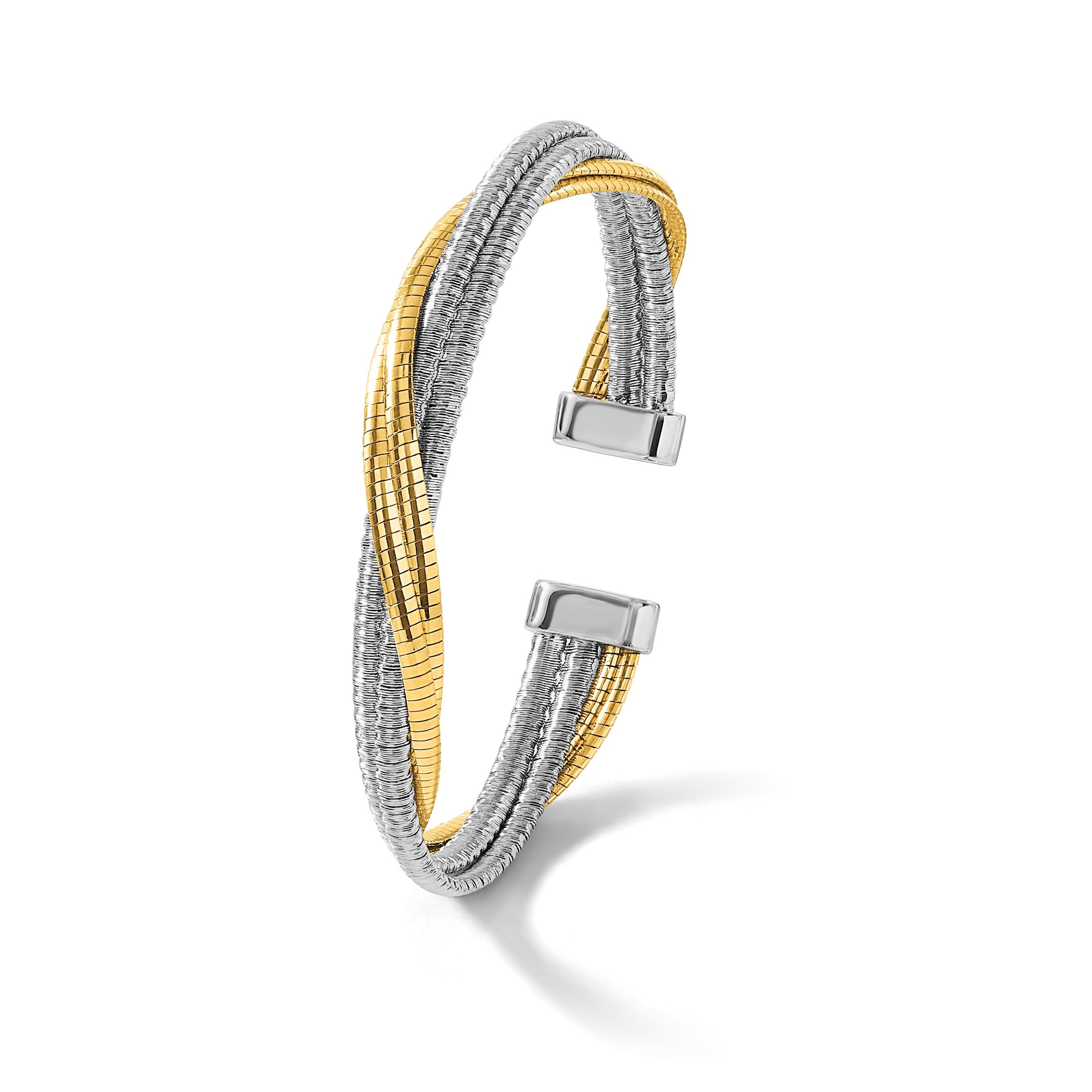 Vergoldet Sterlingsilber Rhod/gold Platin Poliert Wrapped Gedreht Manschette Armreif