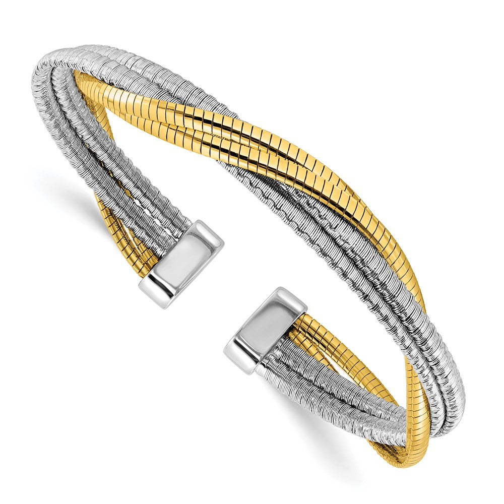 Vergoldet Sterlingsilber Rhod/gold Platin Poliert Wrapped Gedreht Manschette Armreif