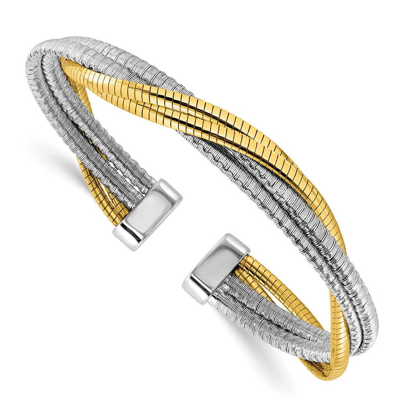 Vergoldet Sterlingsilber Rhod/gold Platin Poliert Wrapped Gedreht Manschette Armreif