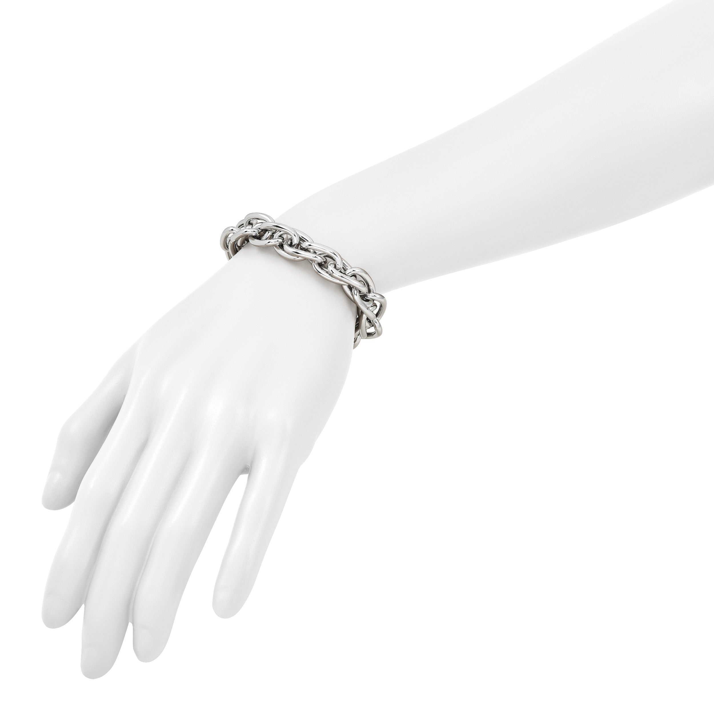 Sterlingsilber Rhodiniert 7.5 Zoll Glieder Armband