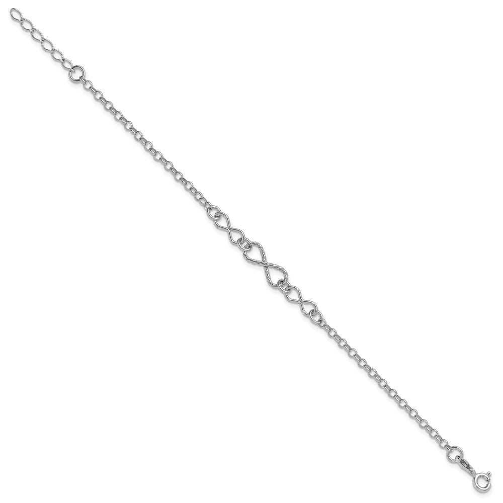 Sterlingsilber Rhodium Plt Gedreht Unendlichkeit 1 Zoll Verlängerung. Armband
