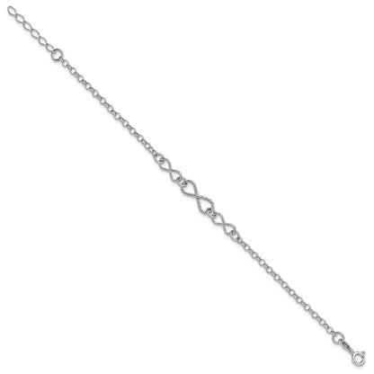 Sterlingsilber Rhodium Plt Gedreht Unendlichkeit 1 Zoll Verlängerung. Armband