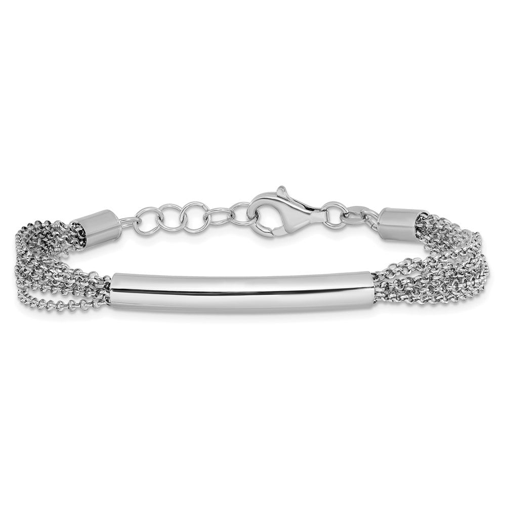 Sterlingsilber Rhodium Plt Multi Strang Stab Verlängerung. Gliederarmband