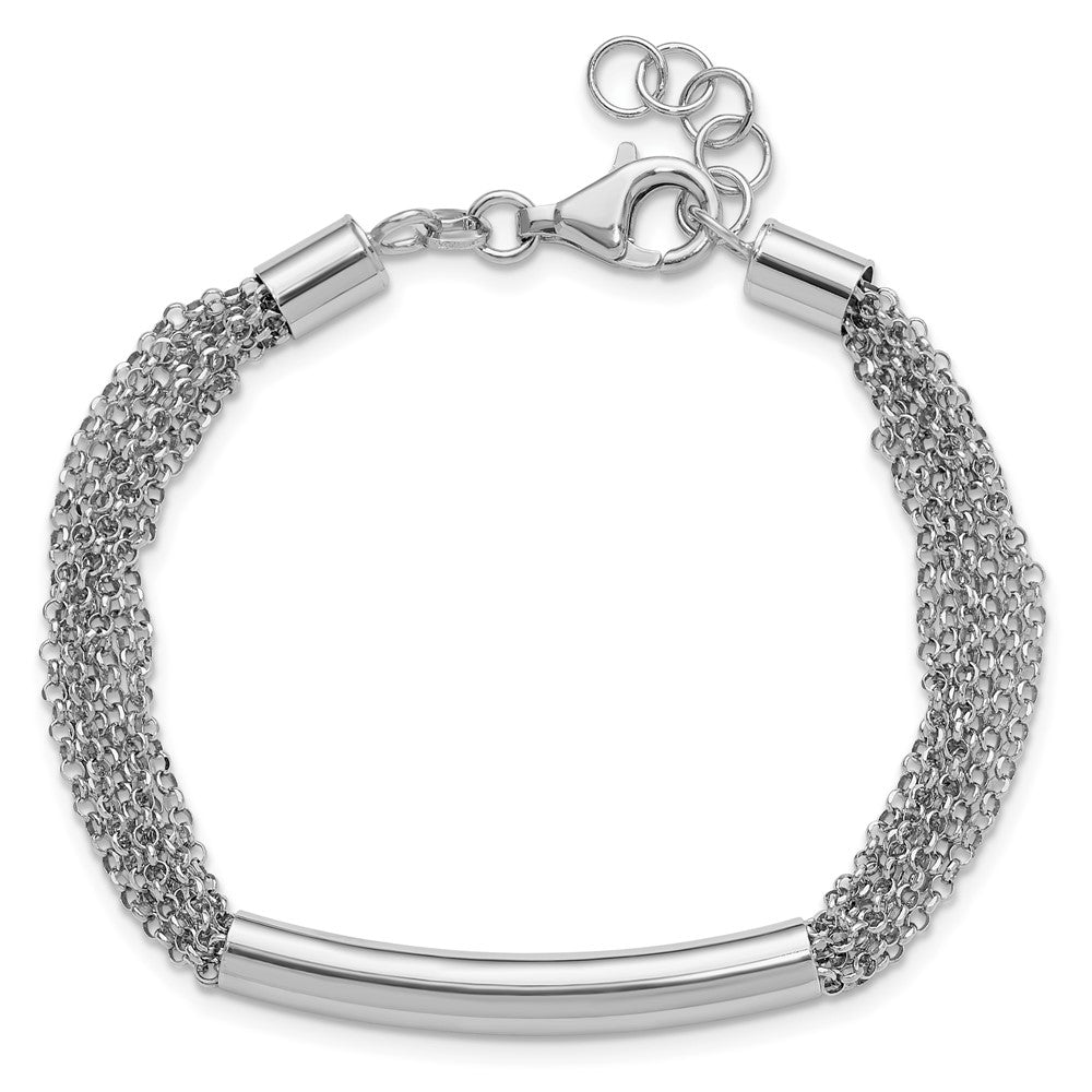 Sterlingsilber Rhodium Plt Multi Strang Stab Verlängerung. Gliederarmband