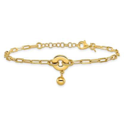 Vergoldet Sterlingsilber mit 1 Zoll Verlängerung. Kreis Armband
