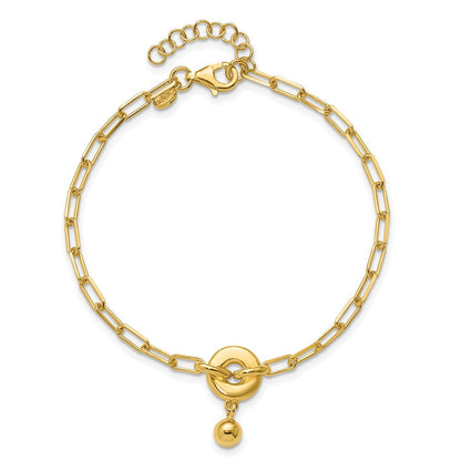 Vergoldet Sterlingsilber mit 1 Zoll Verlängerung. Kreis Armband