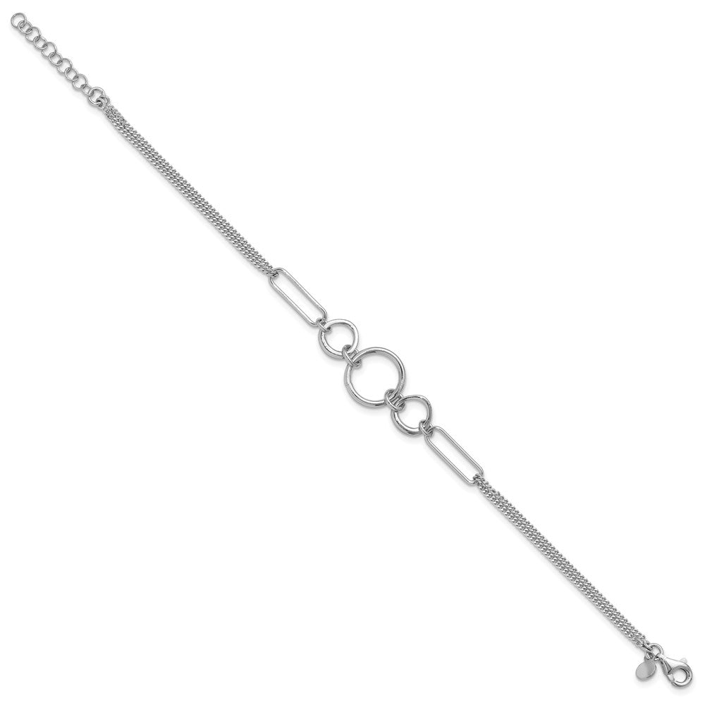 Sterlingsilber Rhodiniert 2 Strang mit 1 Zoll Verlängerung. Fantasie Armband