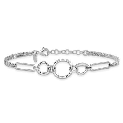 Sterlingsilber Rhodiniert 2 Strang mit 1 Zoll Verlängerung. Fantasie Armband