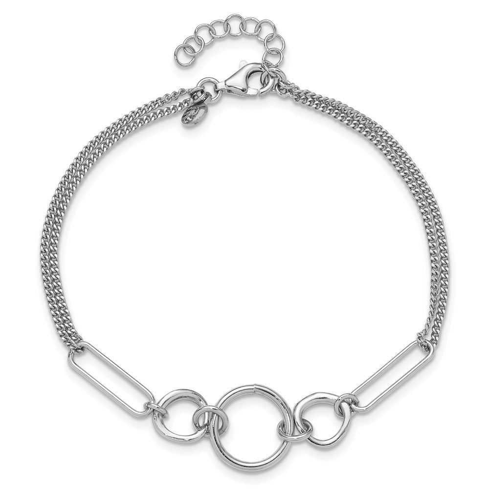 Sterlingsilber Rhodiniert 2 Strang mit 1 Zoll Verlängerung. Fantasie Armband