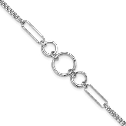 Sterlingsilber Rhodiniert 2 Strang mit 1 Zoll Verlängerung. Fantasie Armband