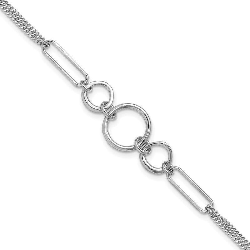 Sterlingsilber Rhodiniert 2 Strang mit 1 Zoll Verlängerung. Fantasie Armband