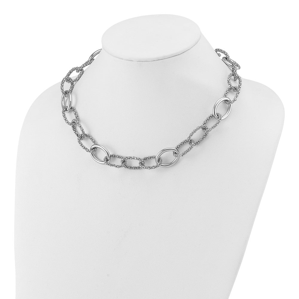 Sterlingsilber Rhodiniert Fantasieglieder mit 2 Zoll Verlängerung. Halskette