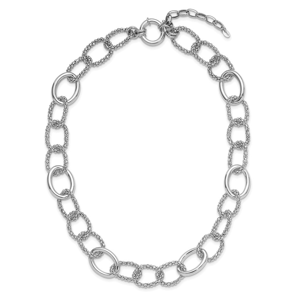 Sterlingsilber Rhodiniert Fantasieglieder mit 2 Zoll Verlängerung. Halskette