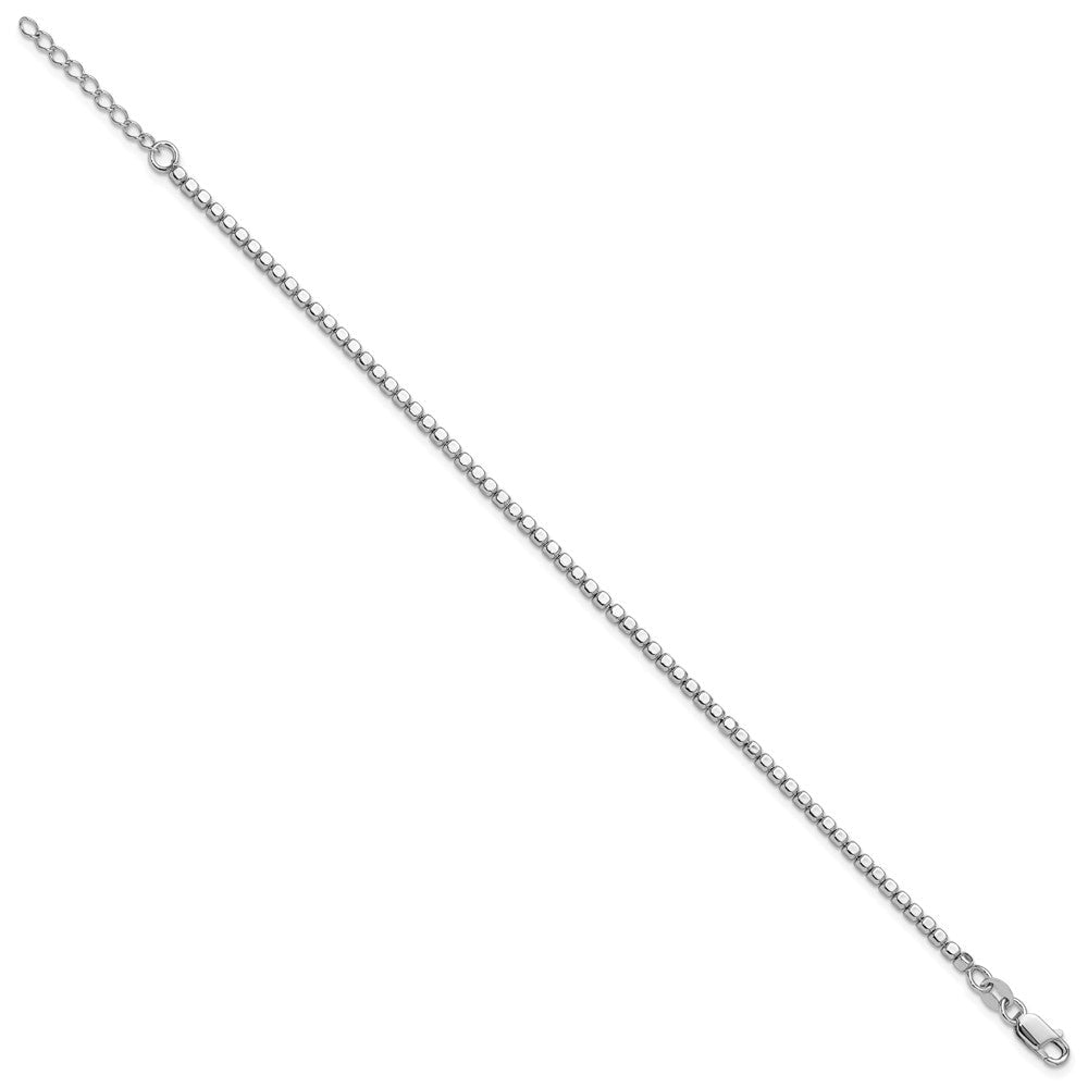 Sterlingsilber Rhodiniert Gekugelt mit 1 Zoll Verlängerung. Armband