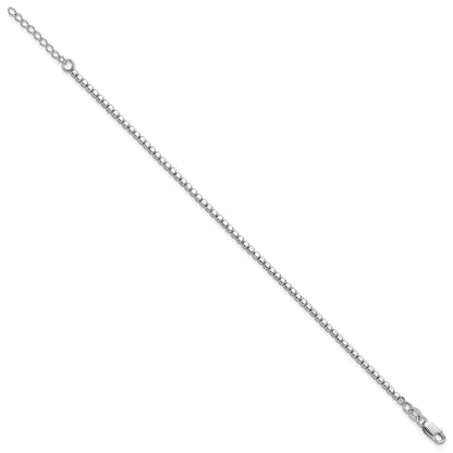Sterlingsilber Rhodiniert Gekugelt mit 1 Zoll Verlängerung. Armband