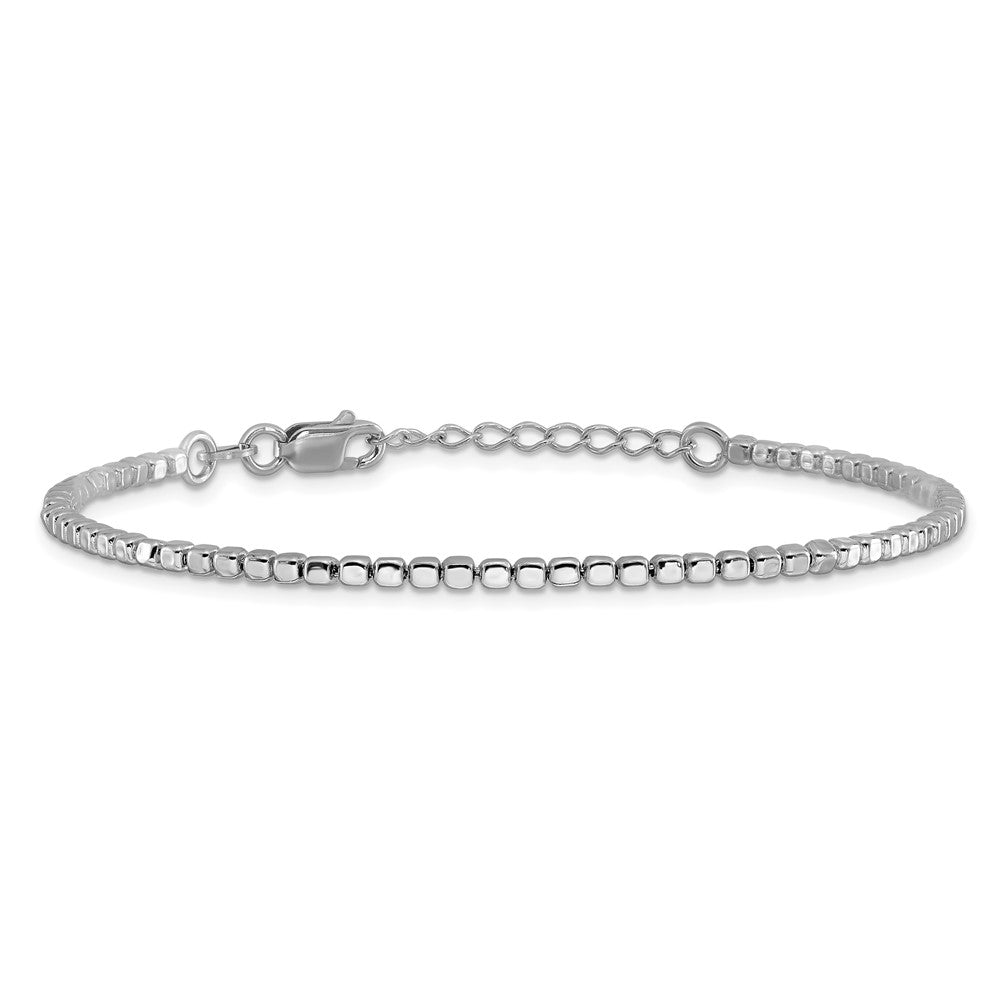 Sterlingsilber Rhodiniert Gekugelt mit 1 Zoll Verlängerung. Armband