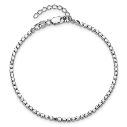 Sterlingsilber Rhodiniert Gekugelt mit 1 Zoll Verlängerung. Armband