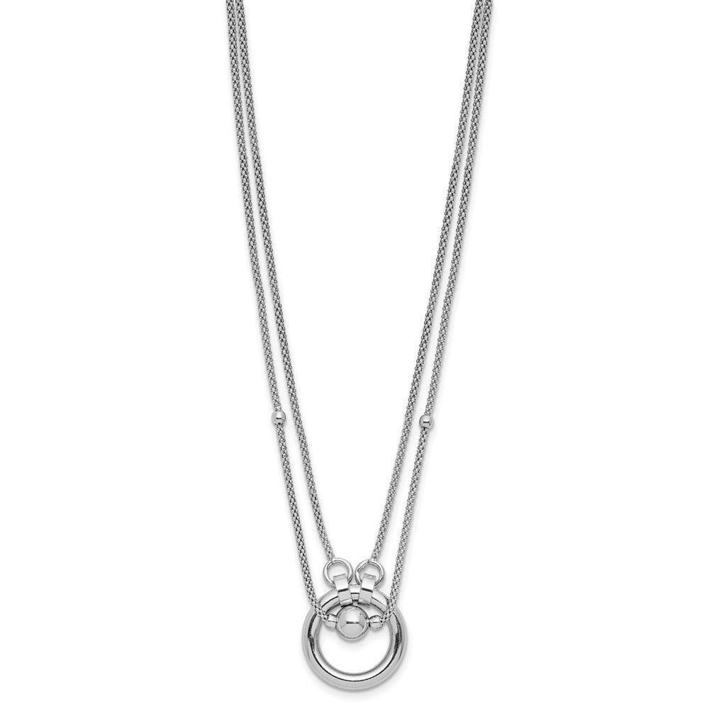 Sterlingsilber Rhodiniert Platin 2 Strang Perlen/circle 17 Zoll 2 Zoll Verlängerung. Neck