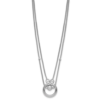 Sterlingsilber Rhodiniert Platin 2 Strang Perlen/circle 17 Zoll 2 Zoll Verlängerung. Neck