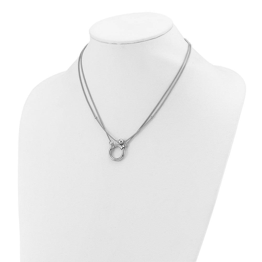 Sterlingsilber Rhodiniert Platin 2 Strang Perlen/circle 17 Zoll 2 Zoll Verlängerung. Neck