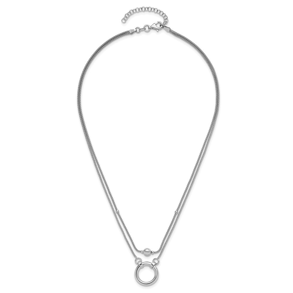 Sterlingsilber Rhodiniert Platin 2 Strang Perlen/circle 17 Zoll 2 Zoll Verlängerung. Neck