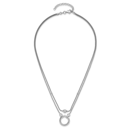 Sterlingsilber Rhodiniert Platin 2 Strang Perlen/circle 17 Zoll 2 Zoll Verlängerung. Neck