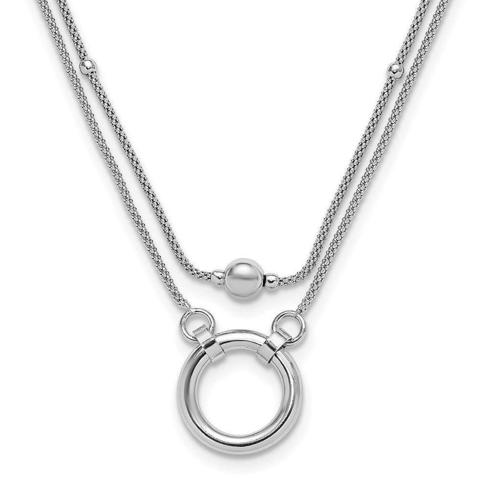 Sterlingsilber Rhodiniert Platin 2 Strang Perlen/circle 17 Zoll 2 Zoll Verlängerung. Neck