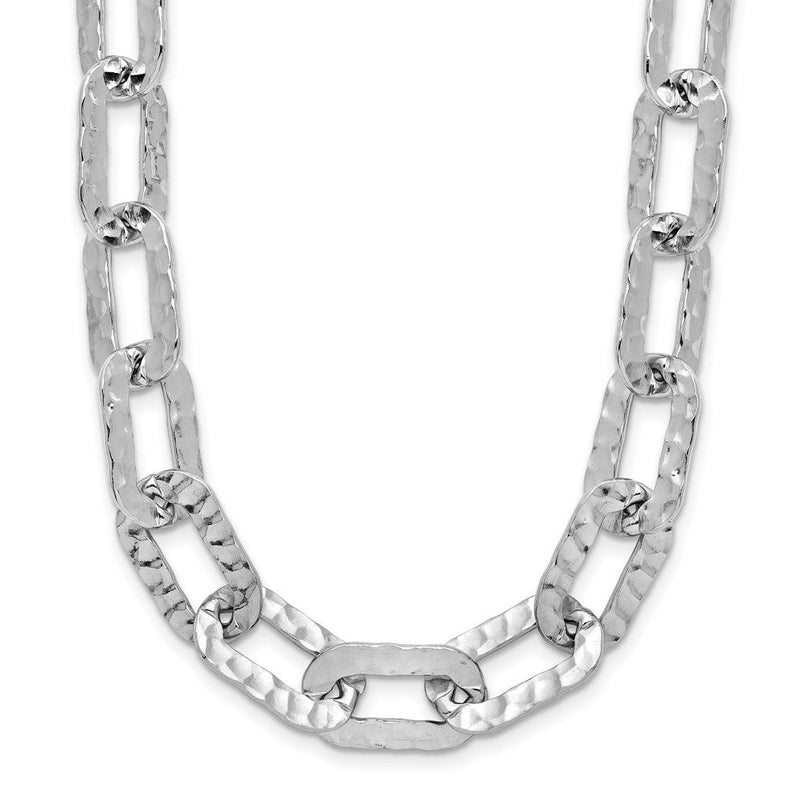 Sterlingsilber Rhodiniert Platin Poliert/hammered Fantasie 2 Zoll Verlängerung. Halskette