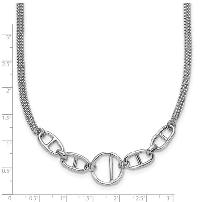 Sterlingsilber Rhodiniert Plt Poliert 2 Strang Fantasie 1.75 Zoll Verlängerung Halskette