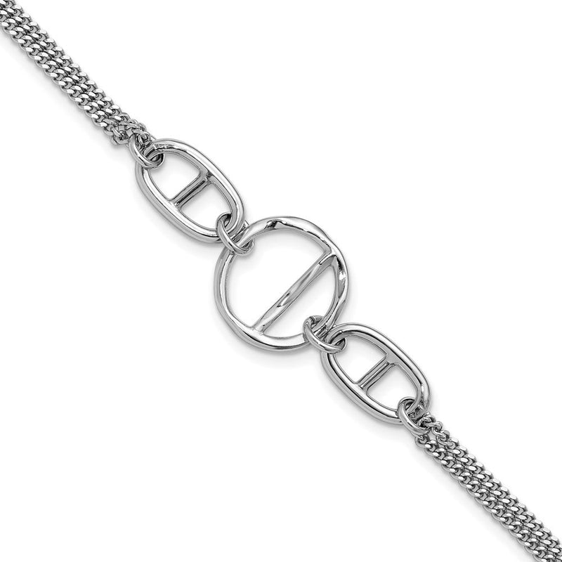 Sterlingsilber Ss Rhodiniert Poliert 2 Strang Glieder Akzente Verlängerung. Gliederarmband