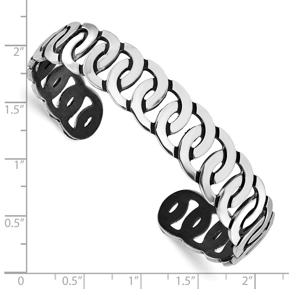 Sterlingsilber Rhodiniert Antikisiert Burnished Poliert Manschette Armreif