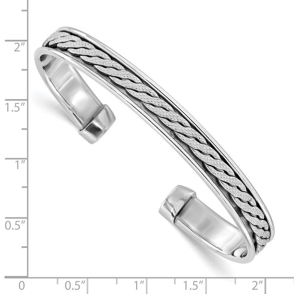 Sterlingsilber Rhodiniert Poliert/braided Manschette Armreif