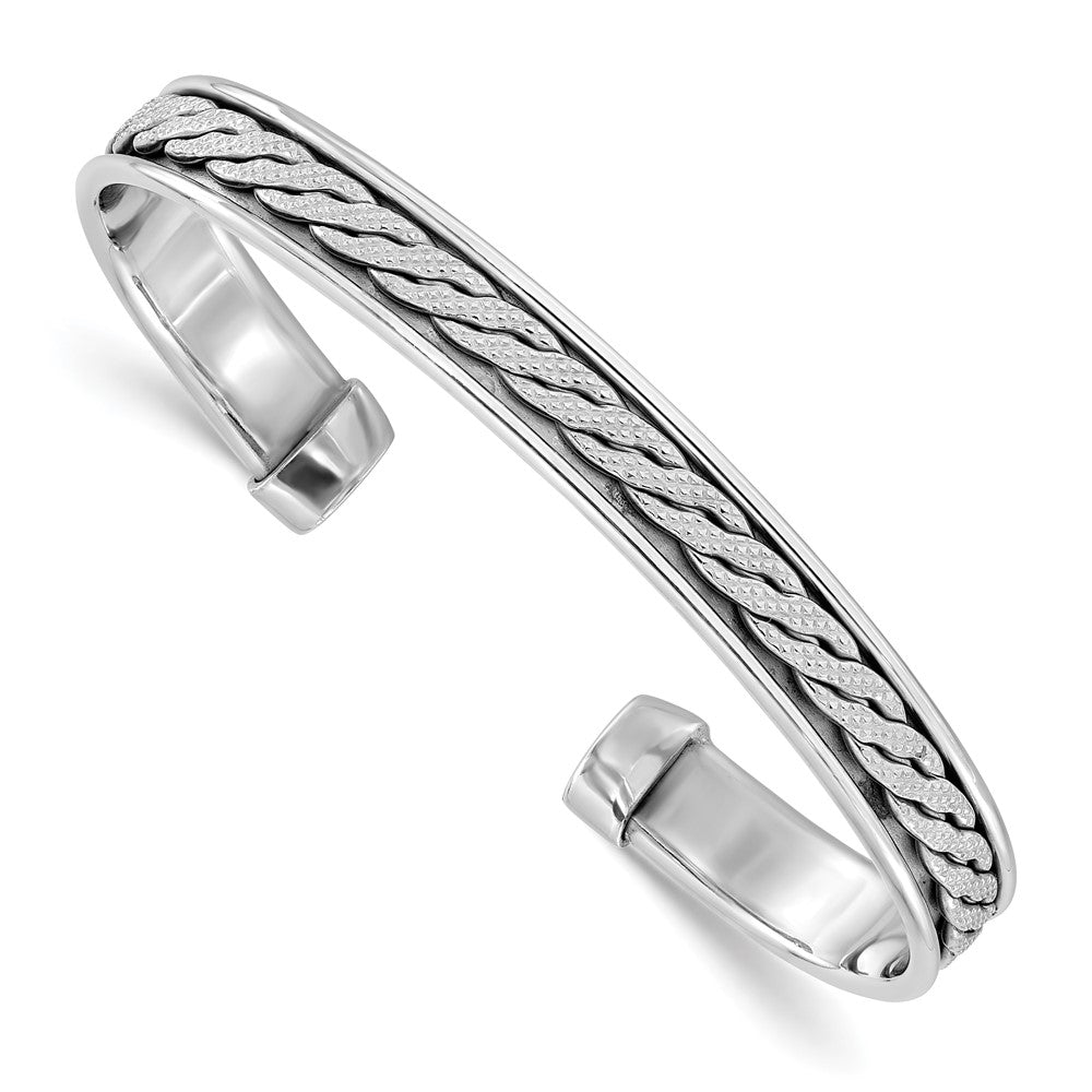 Sterlingsilber Rhodiniert Poliert/braided Manschette Armreif