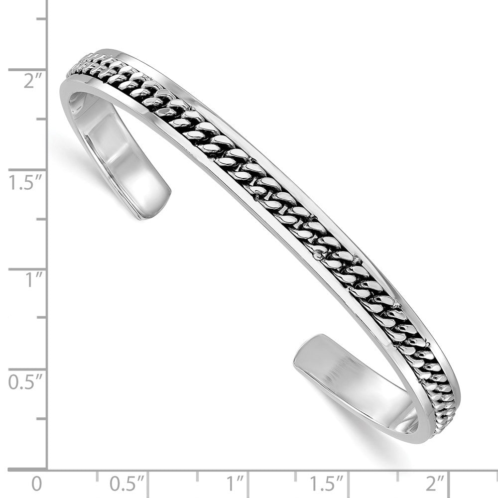Sterlingsilber Rhodiniert Poliert Panzer Glieder Manschette Armreif