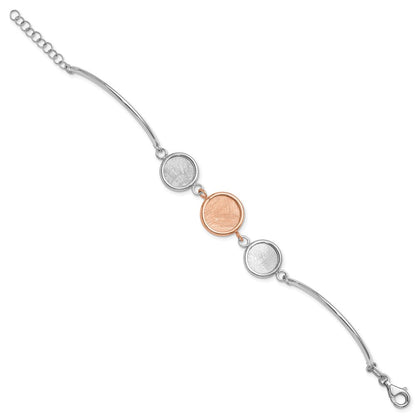 Sterlingsilber Ss Rhodiniert Platin/roséfarben Radiant Essence Poliert/scratch Armband